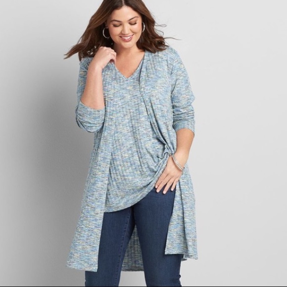 Lane Bryant 18/20 Ribbed Marled Swing Tank and Cardigan twinset